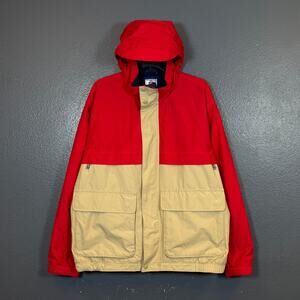 Wallace & Barnes L men’s red/beige insulated hooded jacket full zip